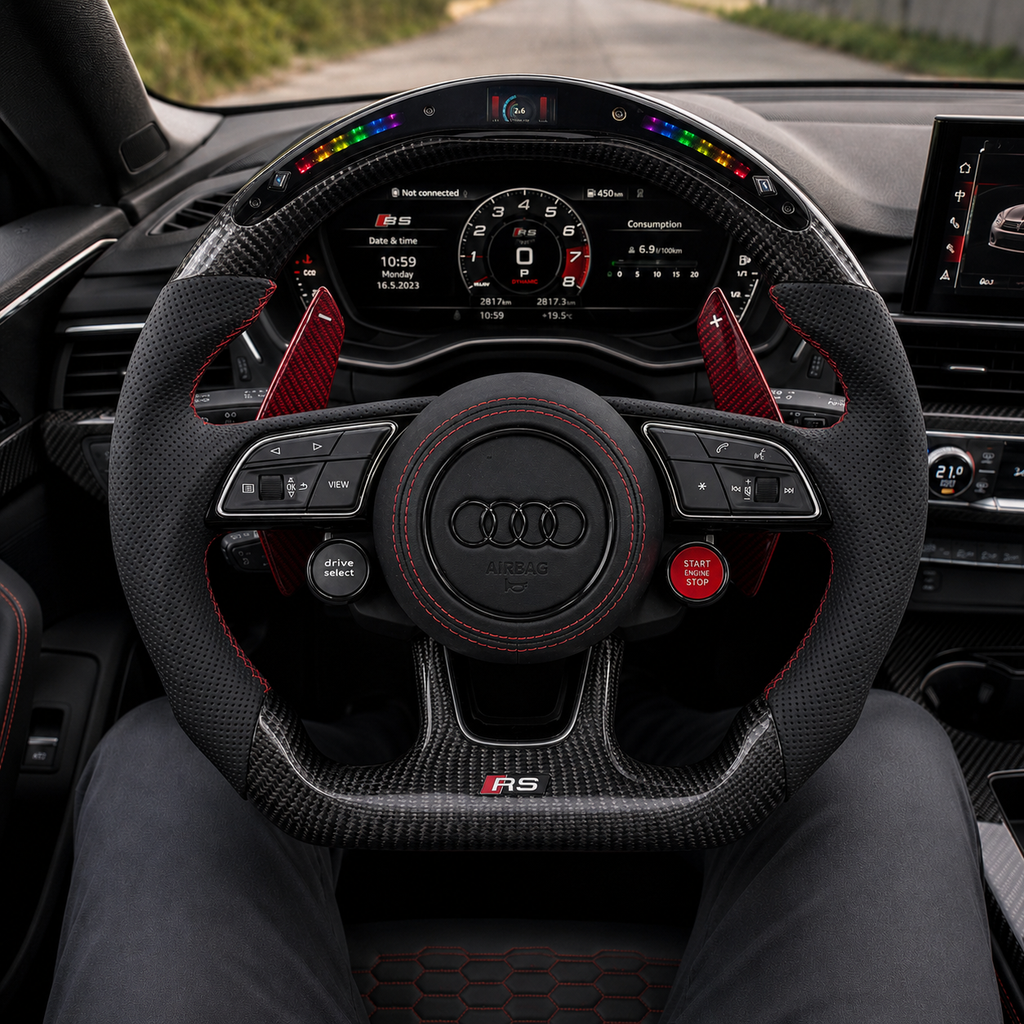 Carbon Fiber Audi Steering Wheel for A1 A3 A4 A5 A6 A7 C6 C7 S3 S4 S5 S7 Q3 Q5 Q7 SQ5 RS RS3 RS5 RS6 B8 B9 8P 8V R8 TT -CJ Mod Garage 34