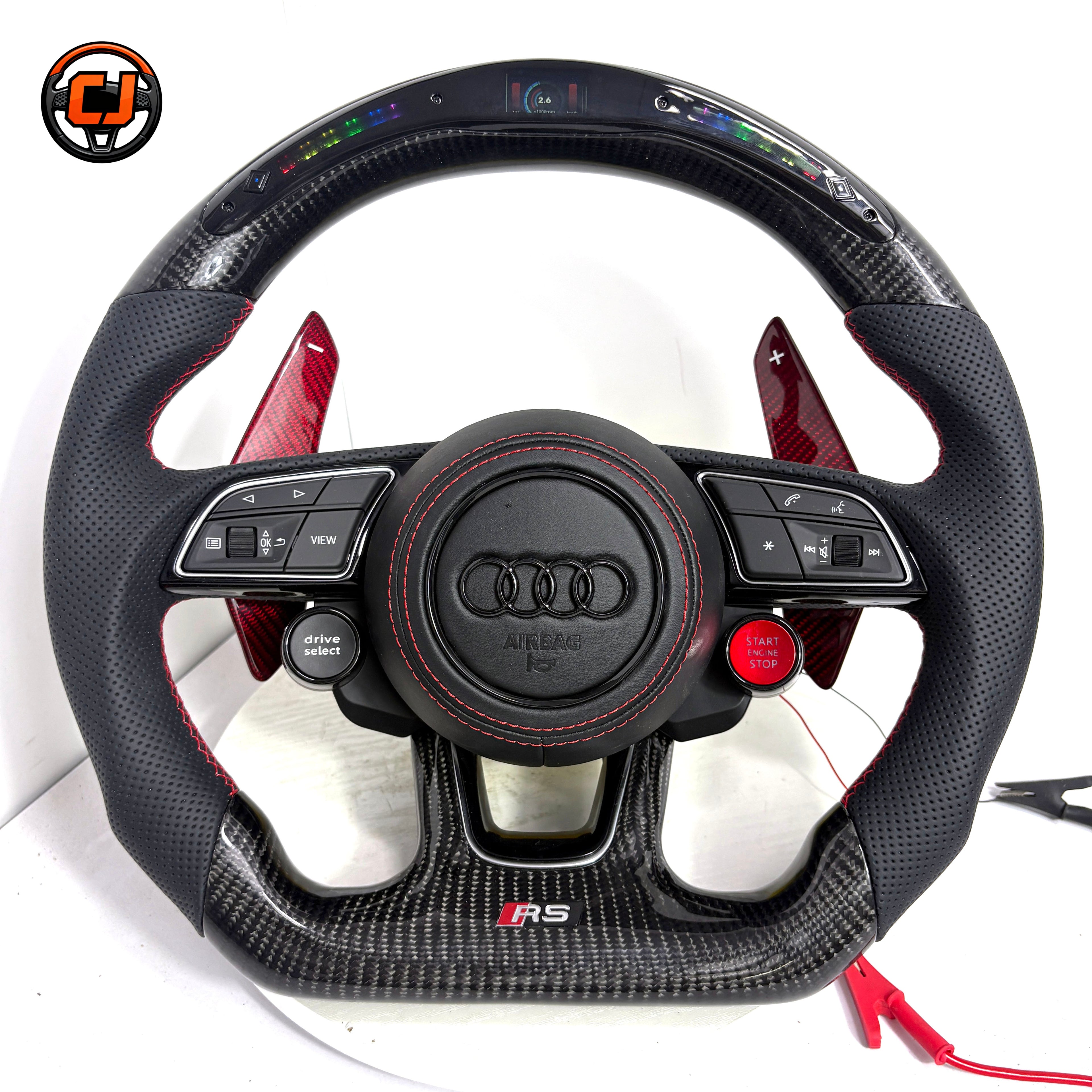 Carbon Fiber Audi Steering Wheel for A1 A3 A4 A5 A6 A7 C6 C7 S3 S4 S5 S7 Q3 Q5 Q7 SQ5 RS RS3 RS5 RS6 B8 B9 8P 8V R8 TT -CJ Mod Garage 100