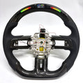 FOR Ford Mustang S550/GT 2015-2023 Carbon Fiber Steering Wheel - Black Carbon Fiber & Black Perforated Leather & LED - CJ Mod Garage &