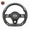 Nissan Sylphy Sentra custom steering wheel crafted with real carbon fiber flat bottom design and sport leather grip by CJ Mod Garage