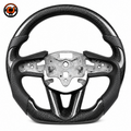 Cadillac CT4 CT5 carbon fiber flat-bottom steering wheel frame with leather thumb grips by CJ Mod Garage
