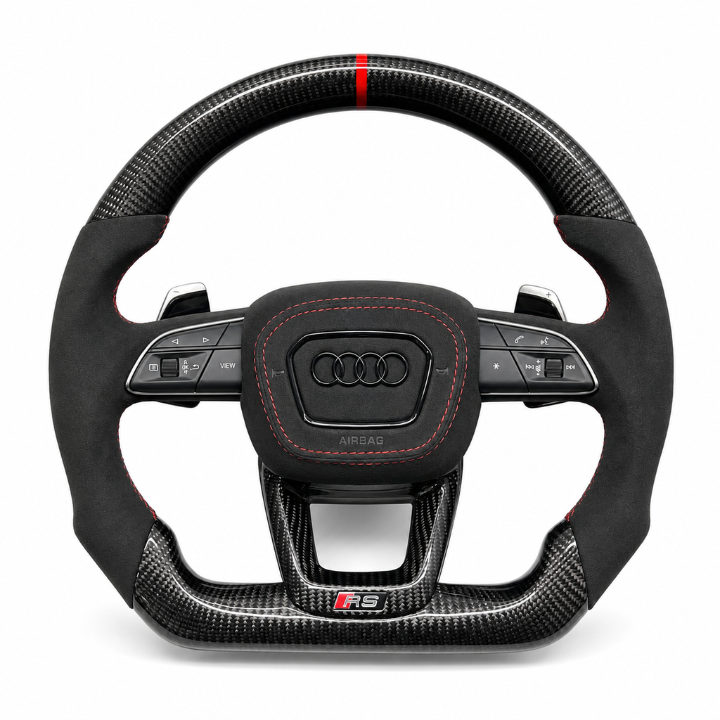 audi rs carbon fiber steering wheel, audi suede steering wheel red stripe, audi gloss carbon fiber steering wheel, audi rs sport steering wheel suede, audi flat bottom carbon steering wheel, audi performance steering wheel upgrade, audi custom carbon fiber steering wheel, audi rs steering wheel black red stripe, audi alcantara suede steering wheel, audi luxury carbon fiber steering wheel, audi aftermarket audi rs steering wheel, audi racing style steering wheel carbon, audi interior upgrade carbon fiber ste
