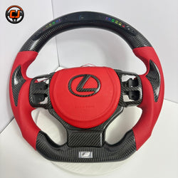 Hand Built Lexus F Sport Carbon Fiber Steering Wheel With Red Perforated Leather Included Airbag Cover And Racing Inspired Shape For Lexus IS 2014 2020 RC 2015 2020 GS 2013 2020 NX 2015 2021 CT 2014 2022 CJ Mod Garage