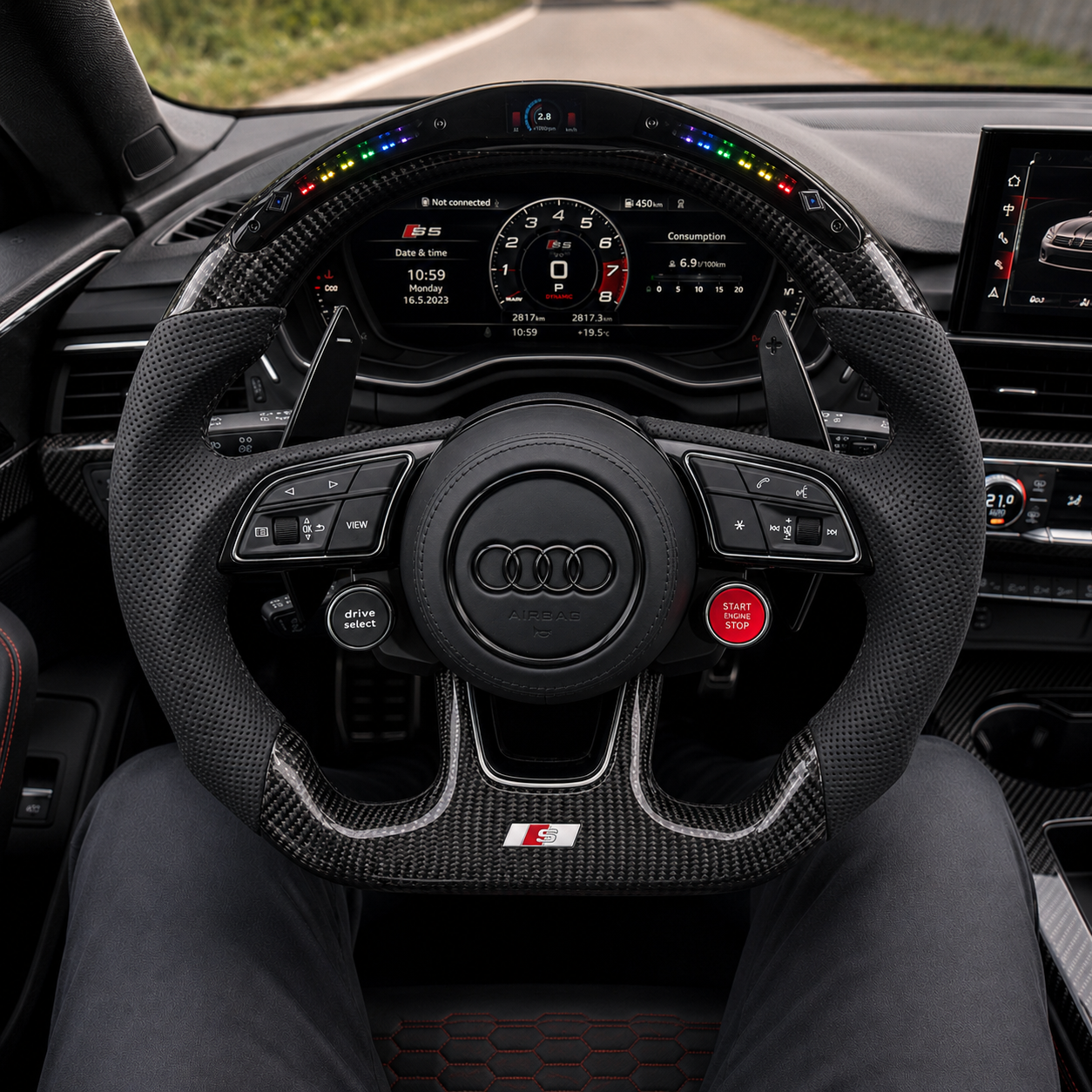 Carbon Fiber Audi Steering Wheel for A1 A3 A4 A5 A6 A7 C6 C7 S3 S4 S5 S7 Q3 Q5 Q7 SQ5 RS RS3 RS5 RS6 B8 B9 8P 8V R8 TT -CJ Mod Garage 45