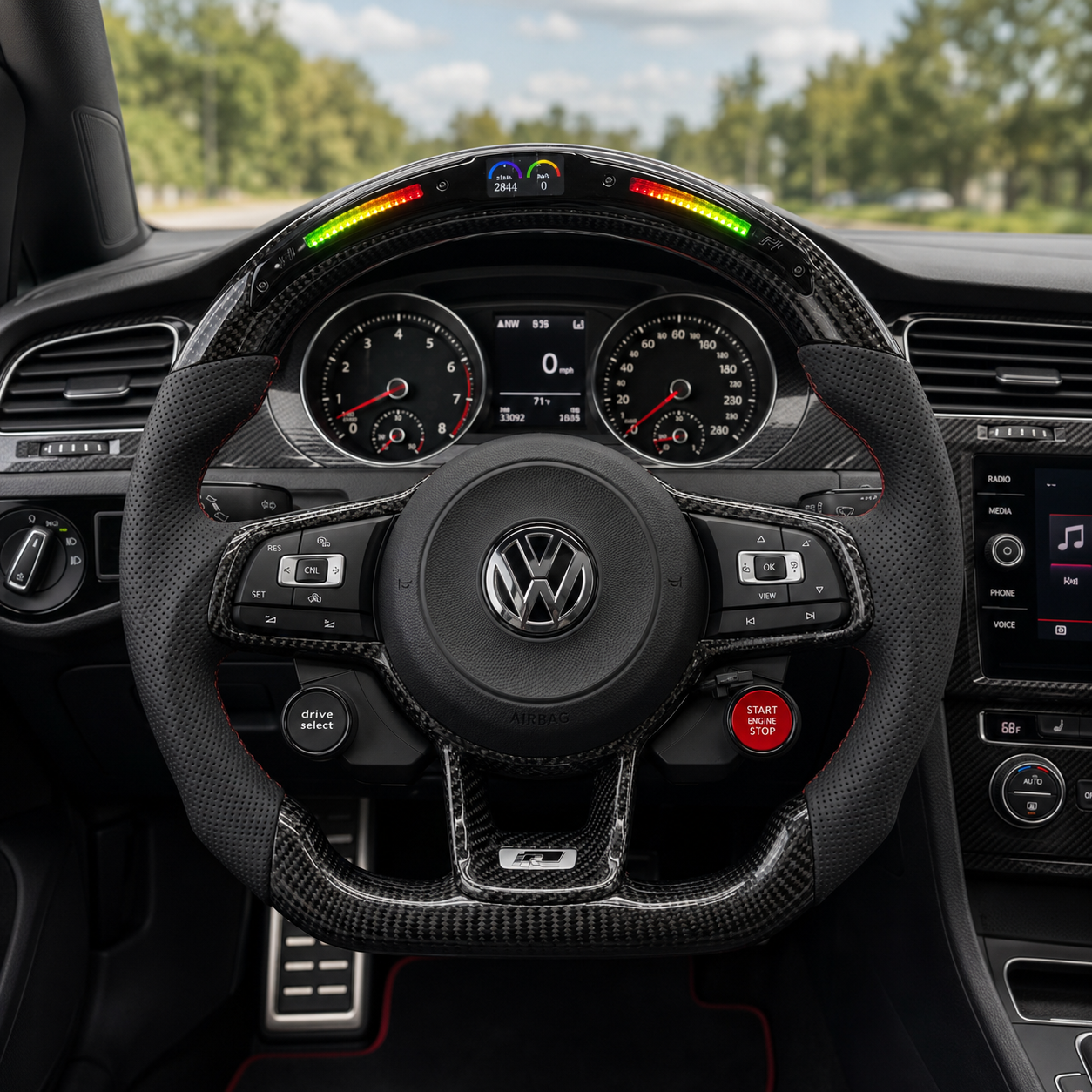 Volkswagen Golf GTI MK7 2013 to 2020 LED shift light carbon wheel cockpit install view CJ Mod Garage