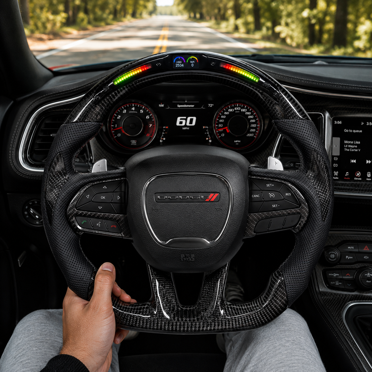 For Dodge Charger Challenger Hellcat Charger Durango SRT RT GT 2015-2023 Carbon Fiber Steering Wheel - CJ Mod Garage 39