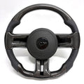 FOR Ford Mustang S197/GT2005-2015 Carbon Fiber Steering Wheel - Black Carbon Fiber & Black Perforated Leather - CJ Mod Garage &