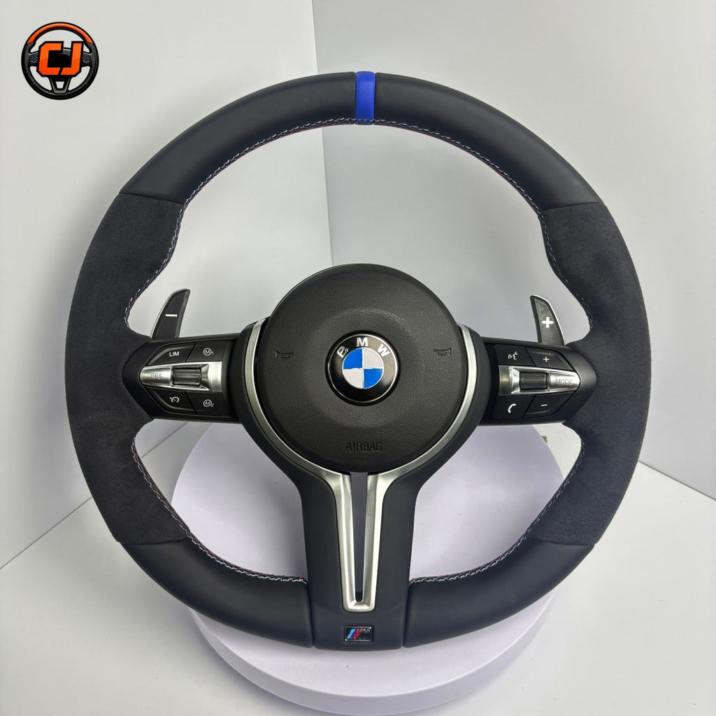 For BMW F10 F11 F15 F18 F20 F23 F25 F30 F32 F35 F40 F80 E84 E87 E90 E92 E93 2005-2019 Nappa Leather/Alcantara Steering Wheel - CJ Mod Garage 5