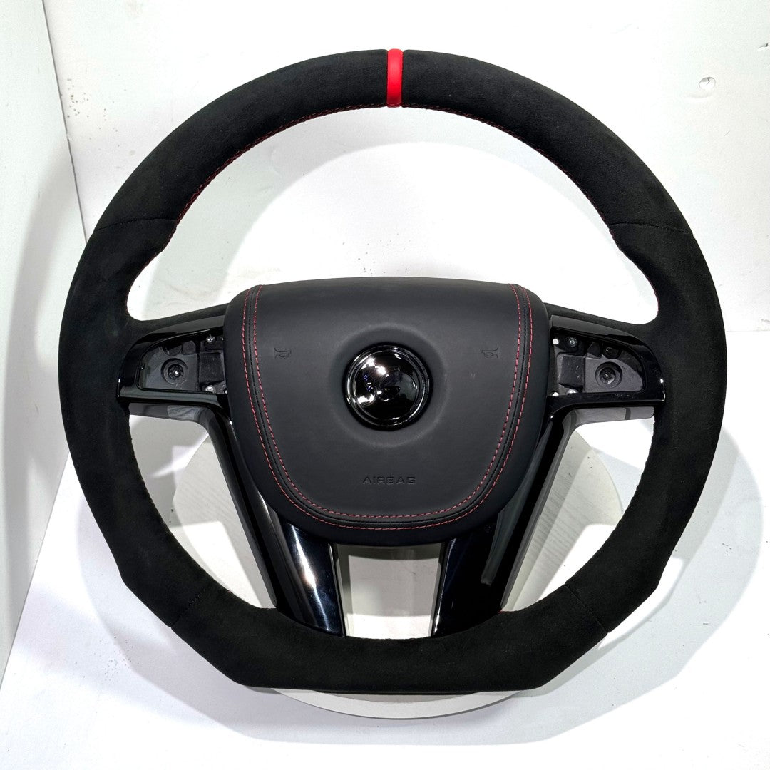 FOR Holden Commodore VE/Pontiac G8 Steering Wheel - Black Alcantara & Red Stripes & Airbag Cover - CJ Mod Garage &