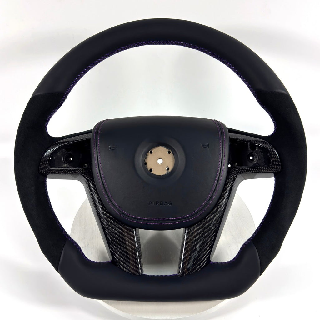 FOR Holden Commodore VE/Pontiac G8 Steering Wheel - Black Alcantara & Black Smooth Leather & Airbag Cover - CJ Mod Garage &