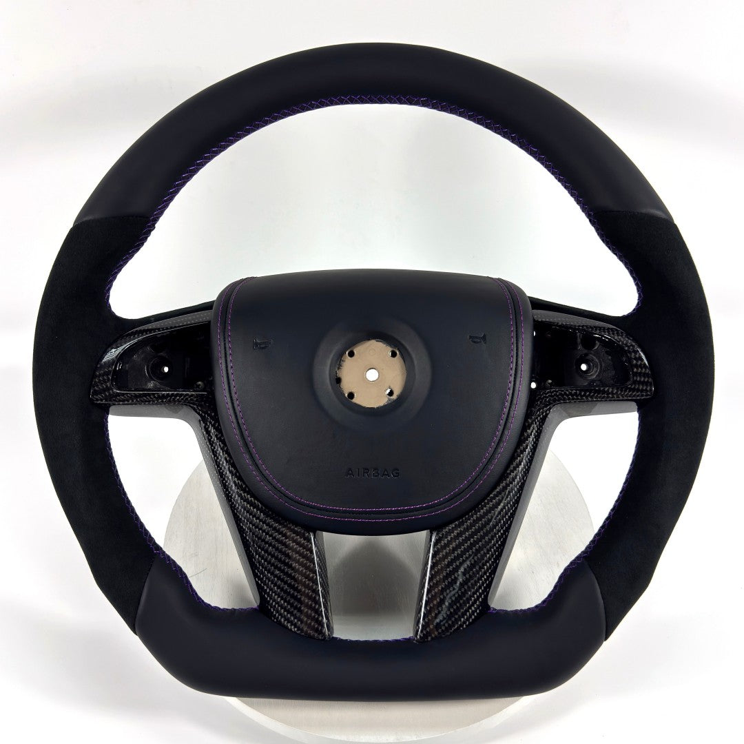 FOR Holden Commodore VE/Pontiac G8 Steering Wheel - Black Alcantara & Black Smooth Leather & Airbag Cover - CJ Mod Garage &