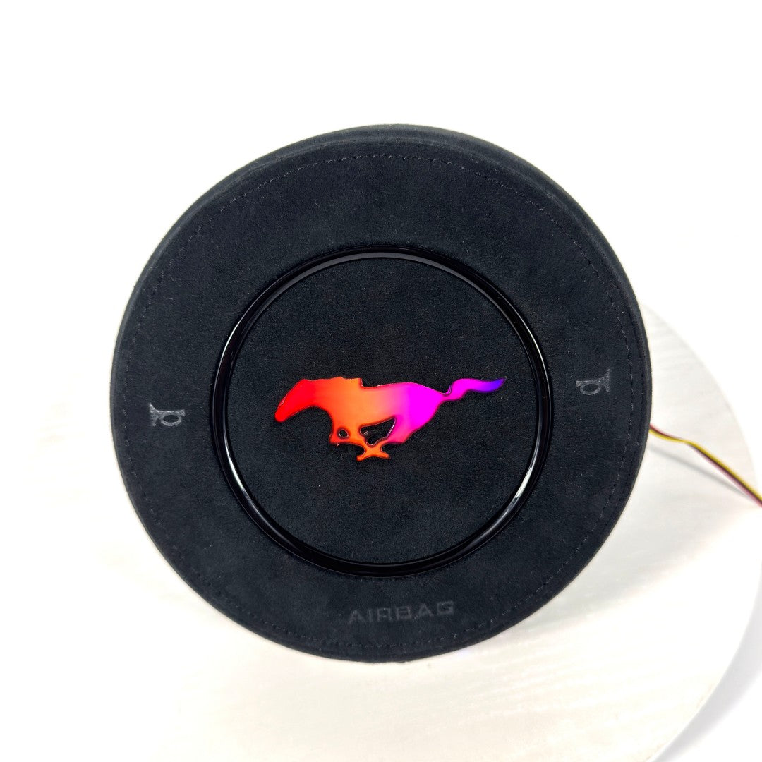 FOR Ford Mustang 2005-2026 LED Airbag Cover Black Alcantara - CJ Mod Garage &