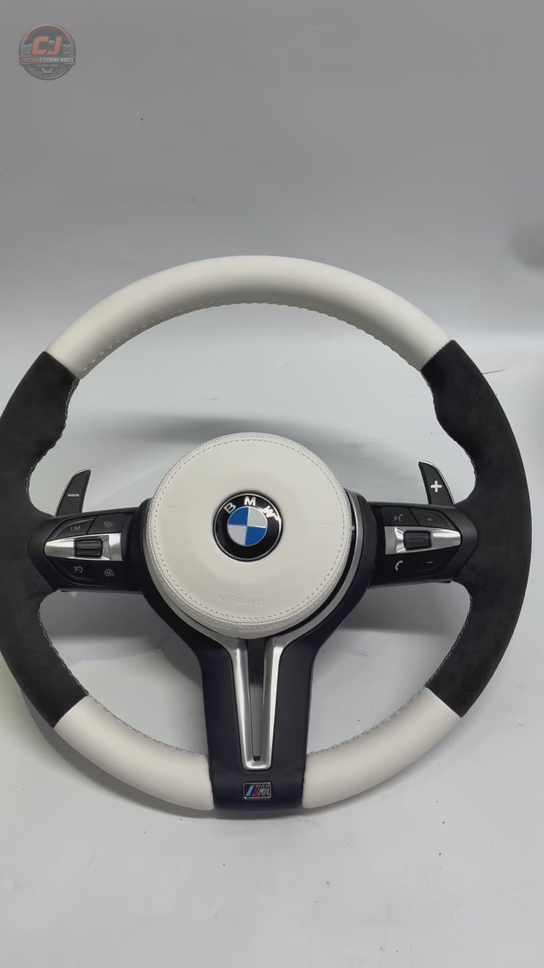 For BMW F10 F11 F15 F18 F20 F23 F25 F30 F32 F35 F40 F80 E84 E87 E90 E92 E93 2005-2019 Nappa Leather/Alcantara Steering Wheel - CJ Mod Garage 15