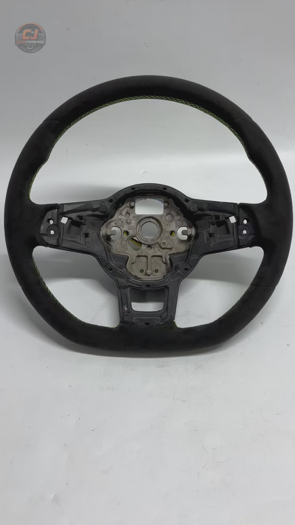 Volkswagen MK7 GTI white background video showing full Alcantara steering wheel for Golf 6 7 7.5 R R Line CC Polo Passat B8 CJ Mod Garage