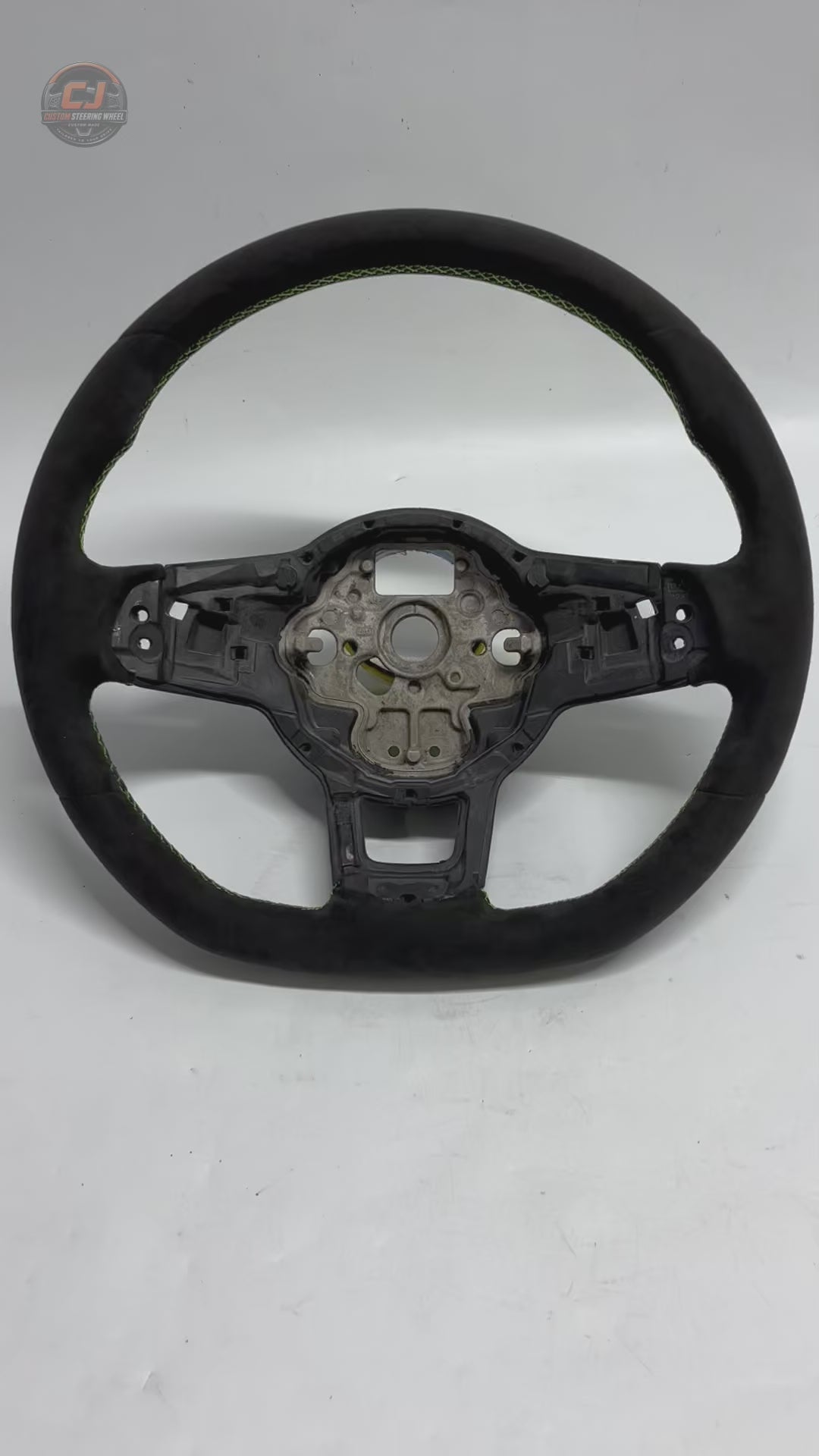 Volkswagen MK7 GTI white background video showing full Alcantara steering wheel for Golf 6 7 7.5 R R Line CC Polo Passat B8 CJ Mod Garage
