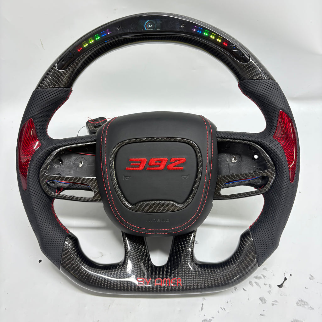 For Dodge Charger Challenger Hellcat Charger Durango SRT RT GT 2015-2023 Carbon Fiber Steering Wheel - CJ Mod Garage 56
