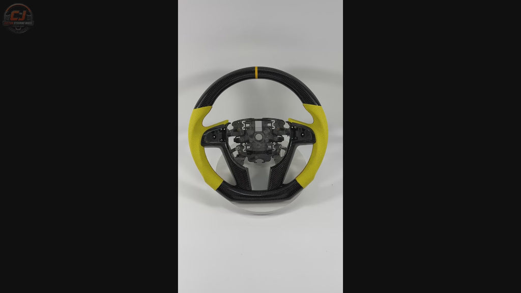 FOR Holden Commodore VE/Pontiac G8 Steering Wheel - Black Carbon Fiber & Yellow Perforated Leather - CJ Mod Garage & Video Showcase