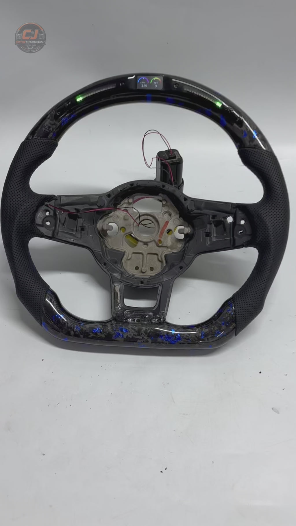 Volkswagen Golf GTI Mk7 and Mk7 5 2013 to 2020 white background video of LED blue forged carbon wheel CJ Mod Garage