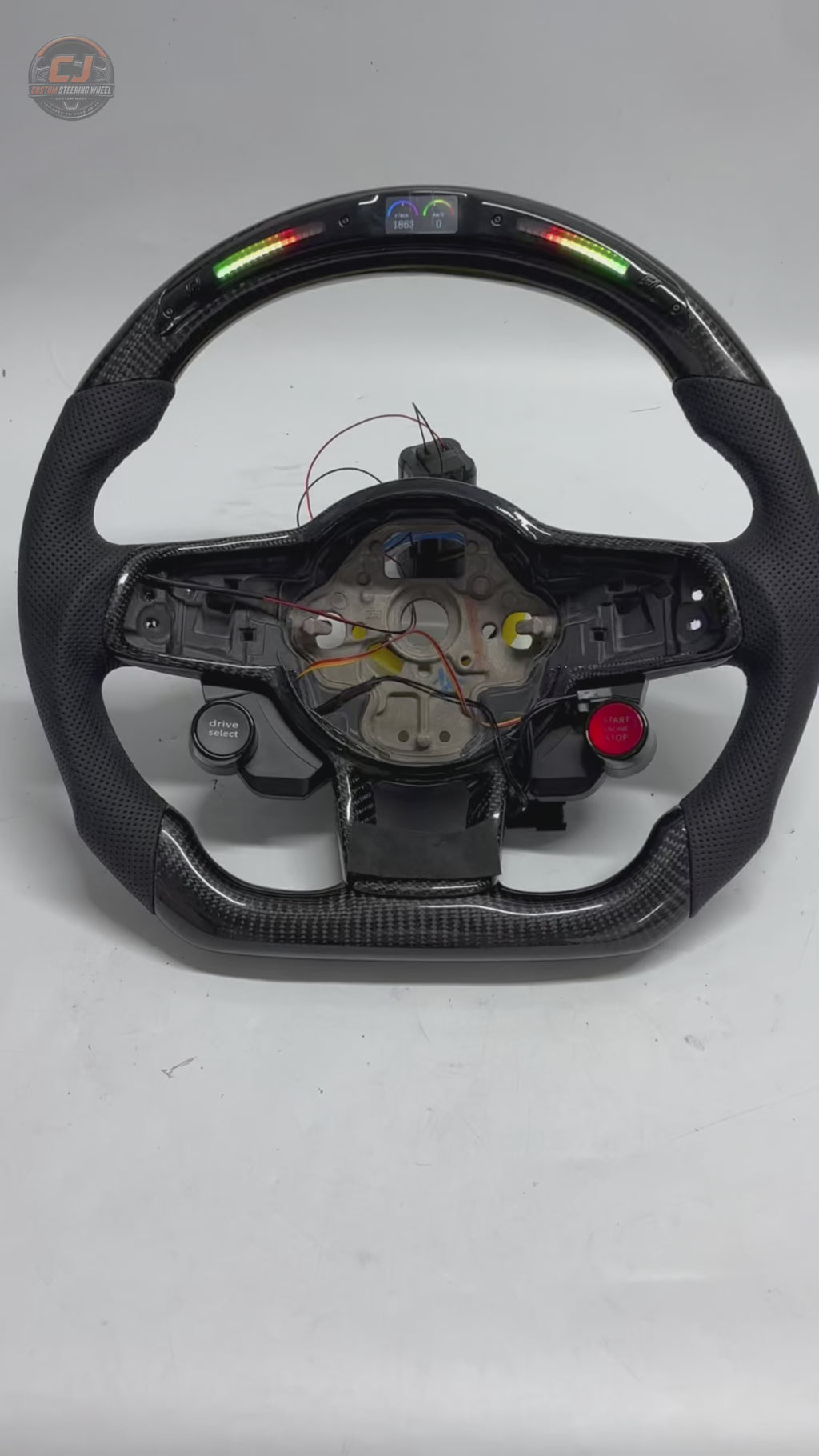 Volkswagen Golf GTI MK7 2013 to 2020 white studio video showing LED shift light carbon wheel CJ Mod Garage