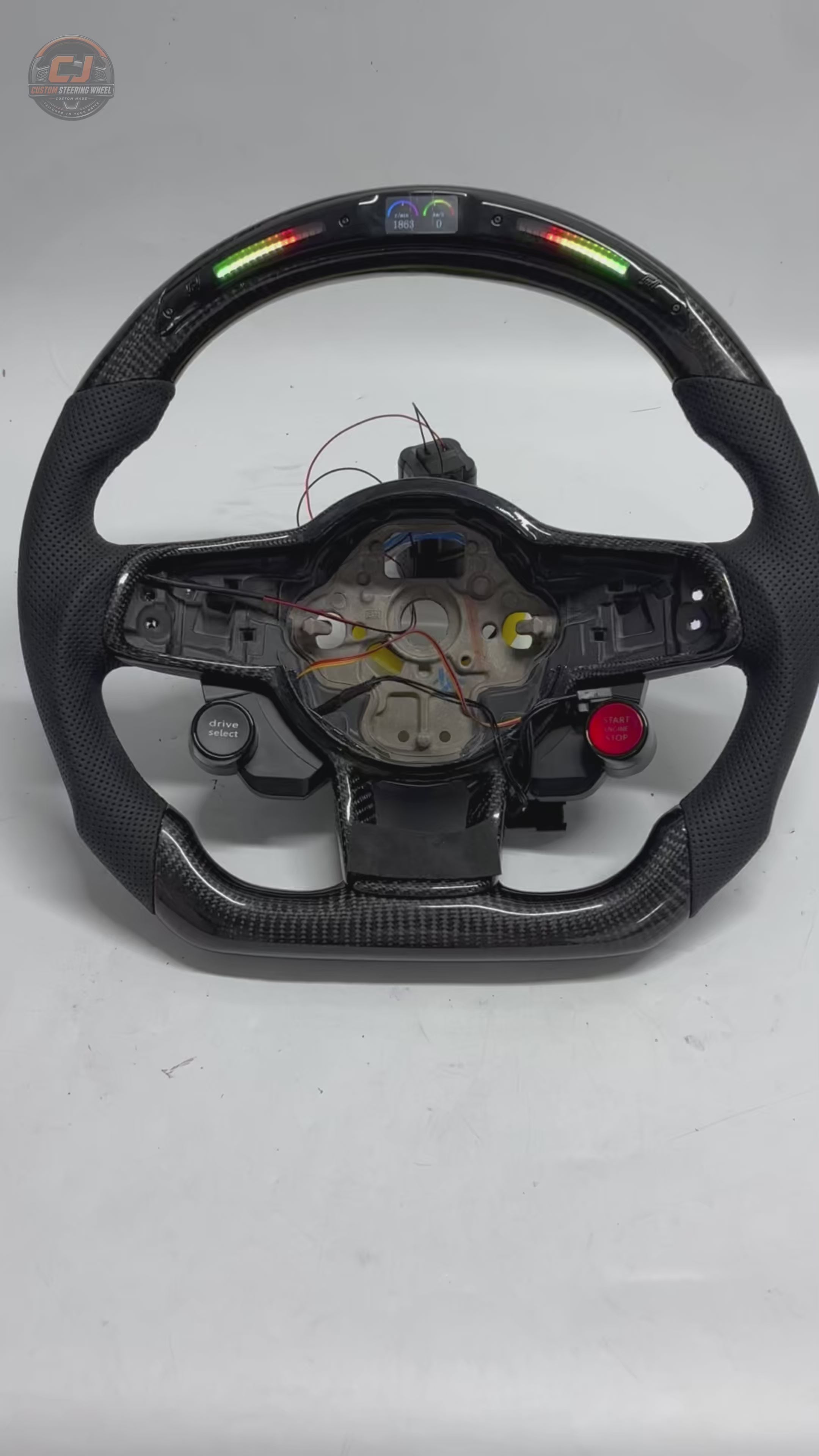 Volkswagen Golf GTI MK7 2013 to 2020 white studio video showing LED shift light carbon wheel CJ Mod Garage