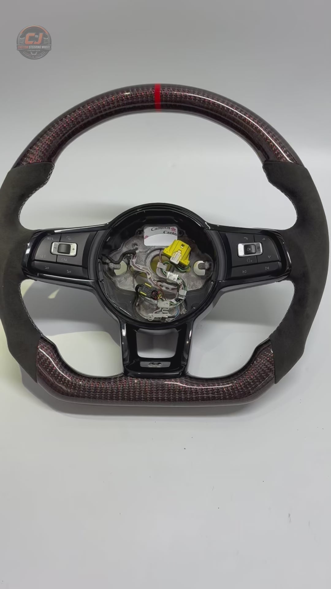 VW Golf GTI Mk7 and Mk7 5 2013 to 2020 studio video showing red woven carbon suede wheel details CJ Mod Garage