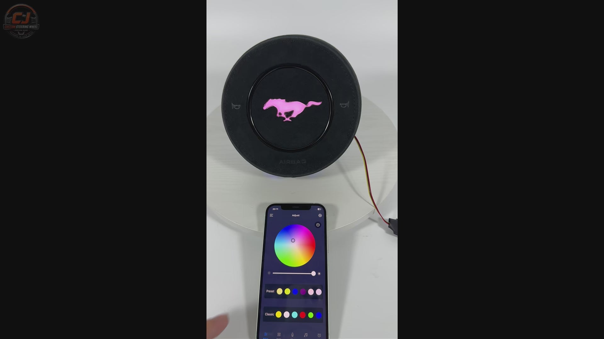 FOR Ford Mustang 2005-2026 LED Airbag Cover Black Alcantara - CJ Mod Garage & Video Showcase