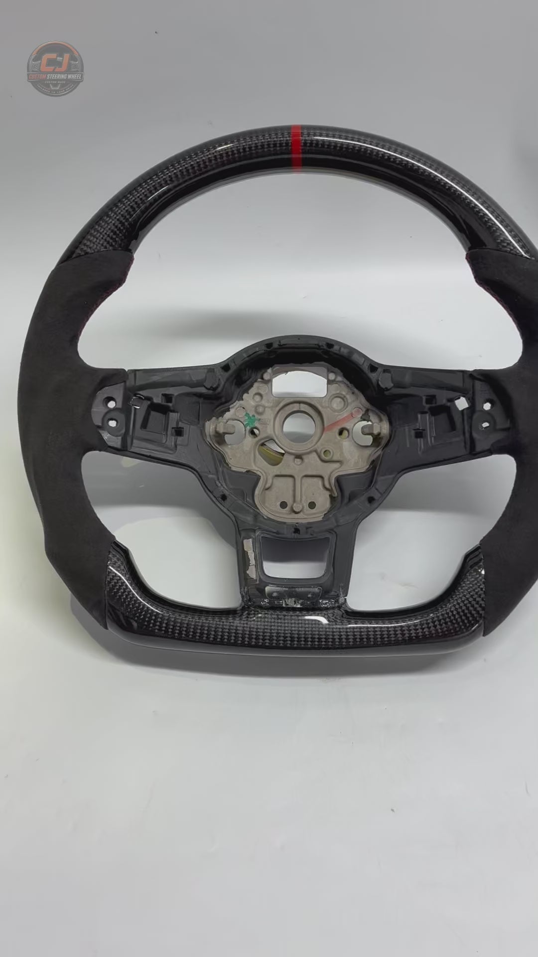 VW Golf GTI Mk7 and Mk7 5 2013 to 2020 white background video of carbon Alcantara wheel shell CJ Mod Garage