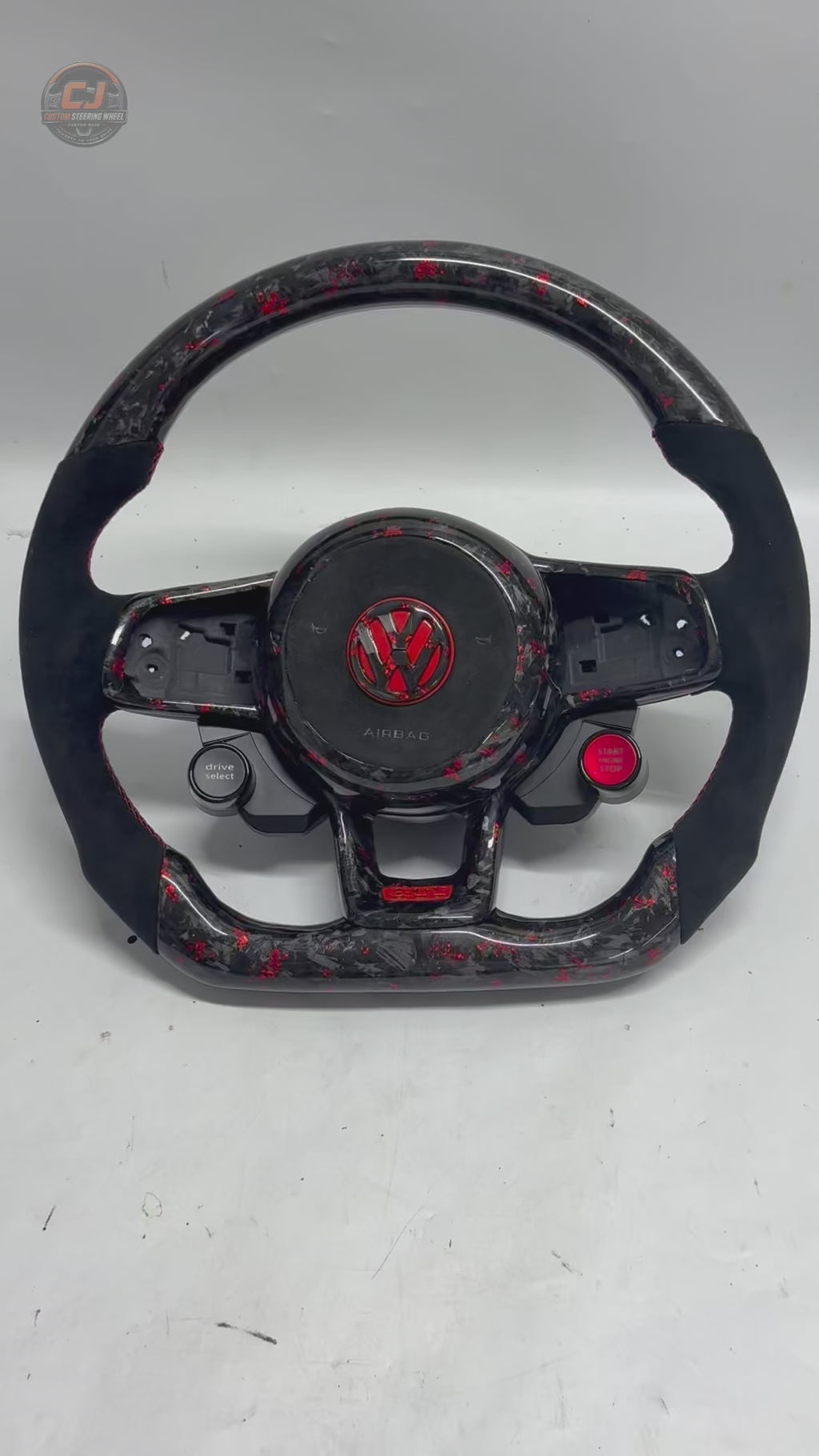 Volkswagen Golf GTI Mk7 2013 to 2020 white background video of red forged carbon wheel CJ Mod Garage