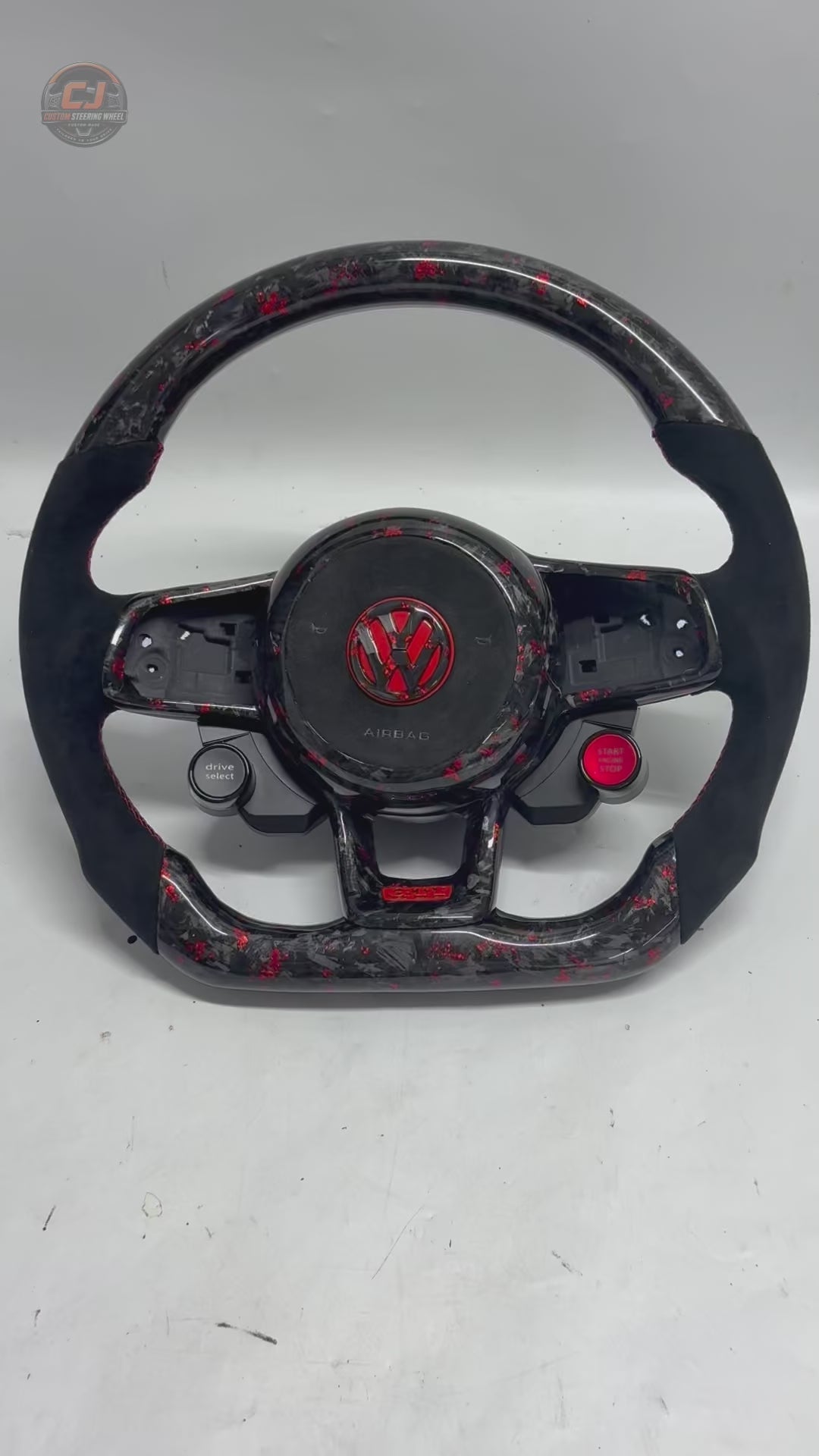 Volkswagen Golf GTI Mk7 2013 to 2020 white background video of red forged carbon wheel CJ Mod Garage