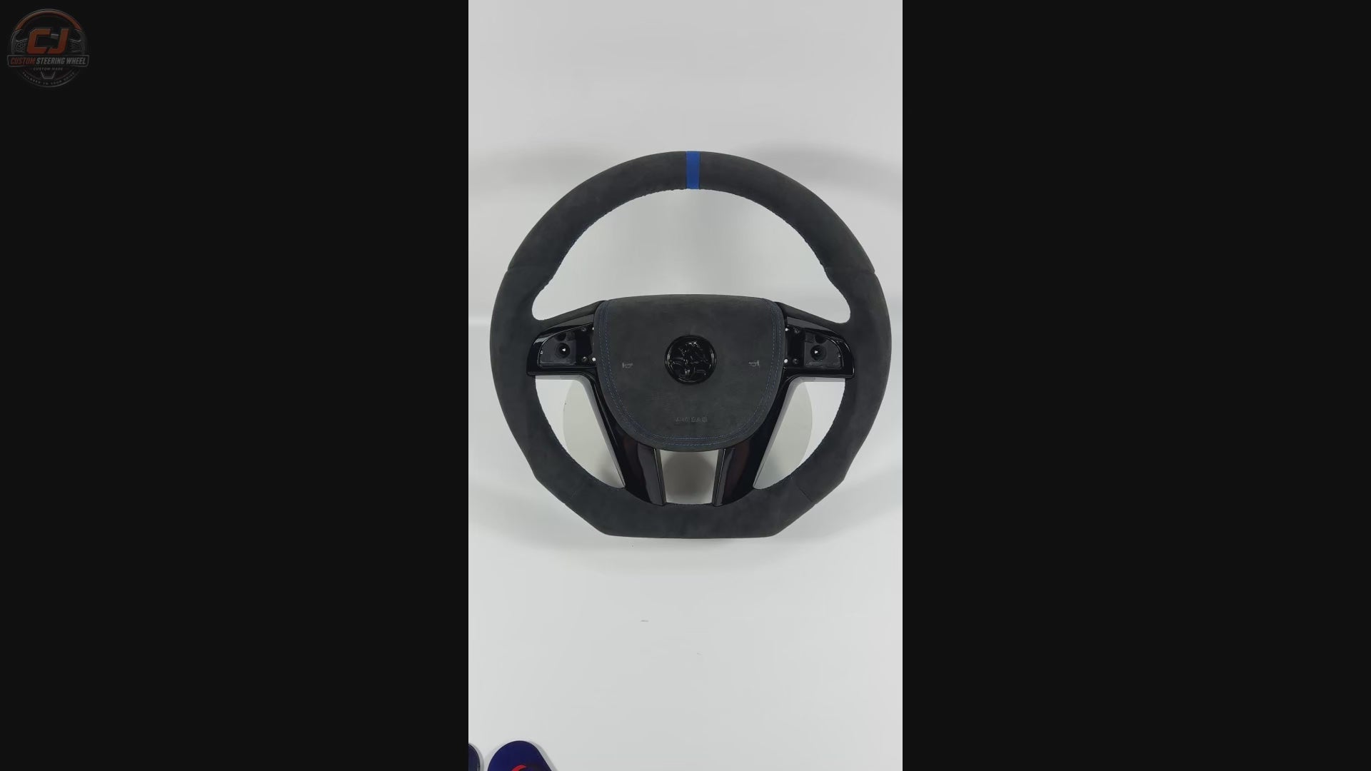 FOR Holden Commodore VE/Pontiac G8 Steering Wheel - Black Alcantara & Blue Stripes - CJ Mod Garage & Video Showcase