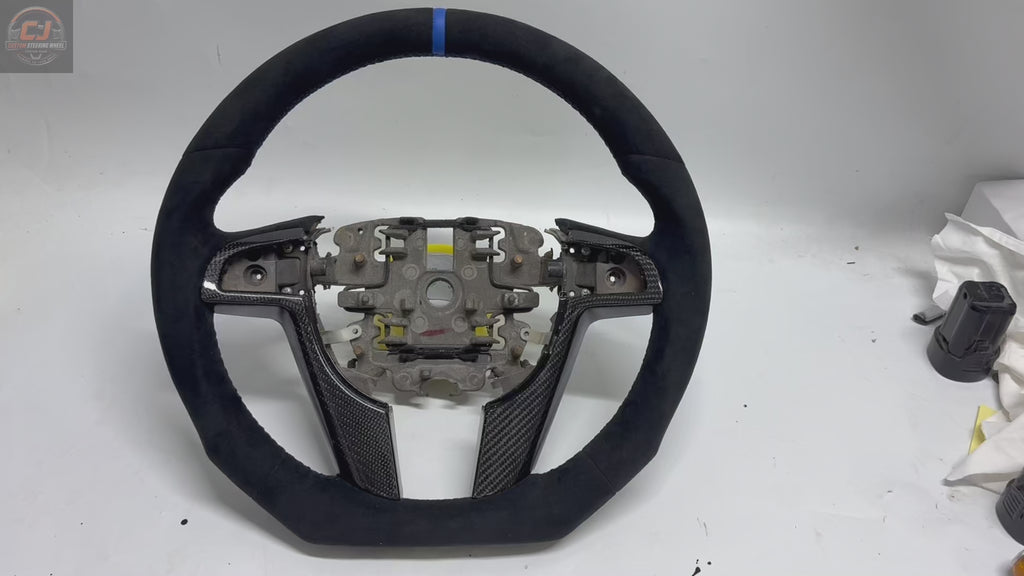 FOR Holden Commodore VE/Pontiac G8 steering wheel - Black Alcantara & Blue stripe at 12 o'clock - CJ Mod Garage & Video Showcase