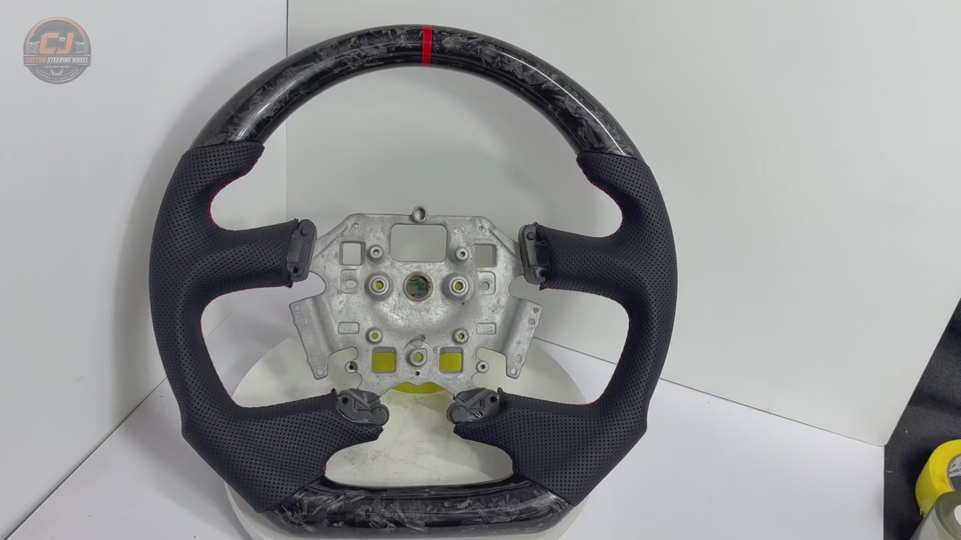 Ford Falcon FG XR XR6 XR8 forged carbon fiber and black perforated leather steering wheel product video by CJ Mod Garage