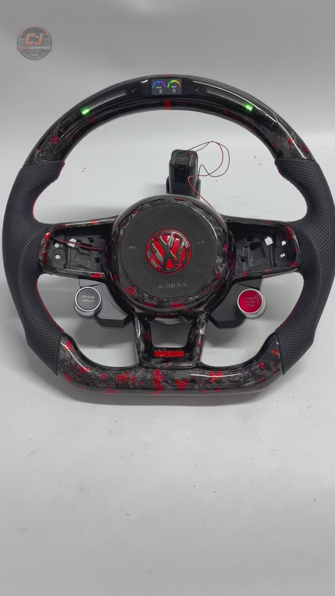Volkswagen Golf GTI Mk7 2013 to 2020 white background video of red forged carbon LED wheel CJ Mod Garage