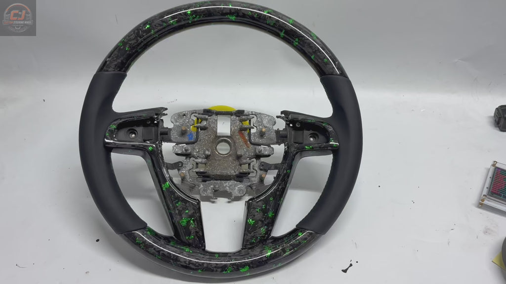 FOR Holden VE/Pontiac G8 Steering Wheel - Green Forged Carbon Fiber & Black Smooth Leather - CJ Mod Garage & Video Showcase