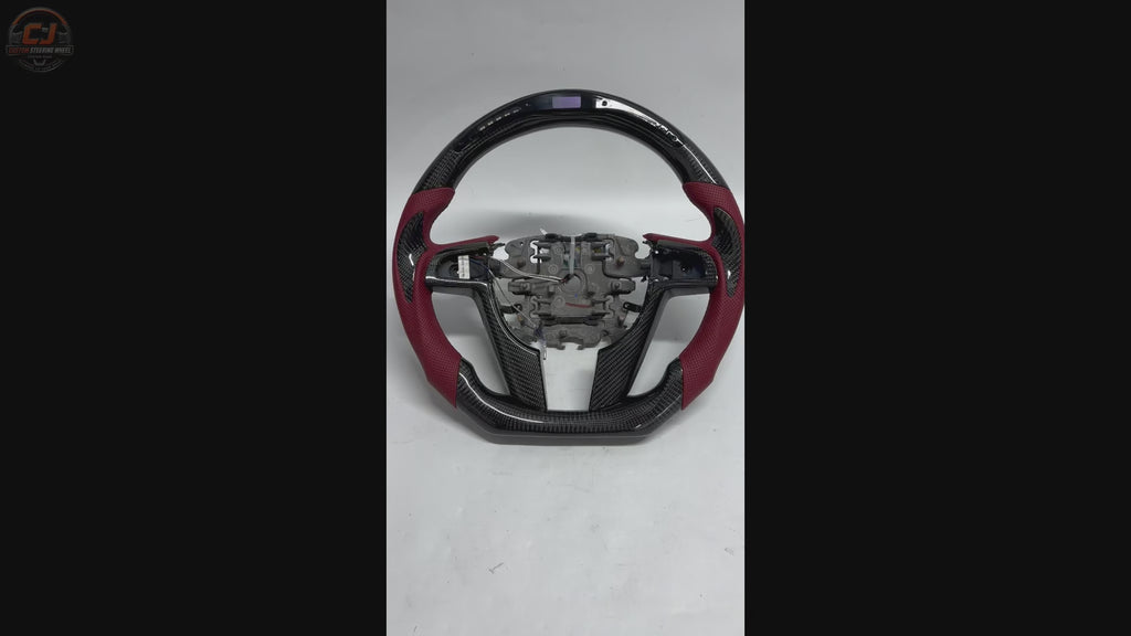 FOR Holden VE/Pontiac G8 Steering Wheel - Black Carbon Fiber & Bordeaux Red Perforated Leather & LED - CJ Mod Garage & Video Showcase
