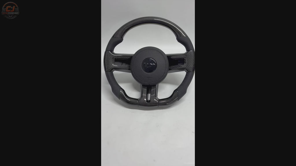 FOR Ford Mustang S197/GT2005-2015 Carbon Fiber Steering Wheel - Black Carbon Fiber & Black Perforated Leather - CJ Mod Garage & Video Showcase