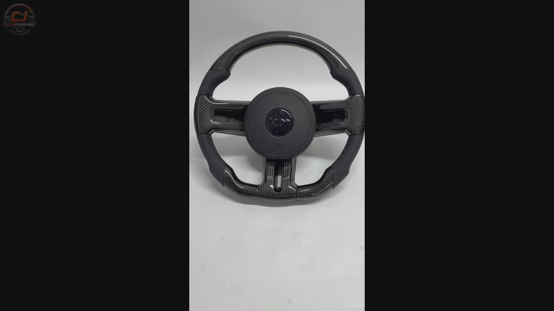 FOR Ford Mustang S197/GT2005-2015 Carbon Fiber Steering Wheel - Black Carbon Fiber & Black Perforated Leather - CJ Mod Garage & Video Showcase