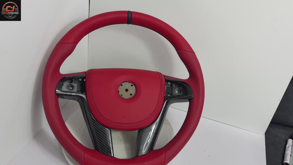 FOR Holden VE/Pontiac G8 Steering Wheel - Red Full Leather & Black Carbon Fiber - CJ Mod Garage & Video Showcase